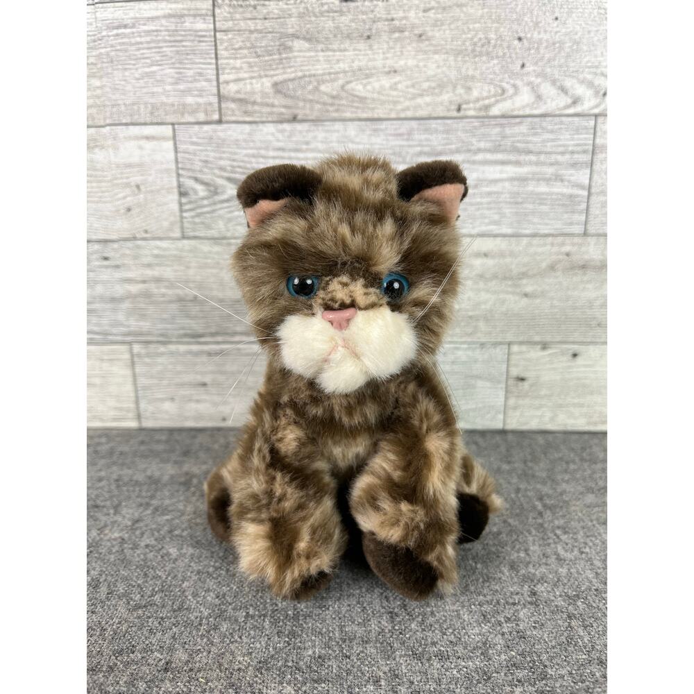 Russ BERRIE Plush Cat WHISKERS Brown Tan Striped Stuffed Animal 5.5 Inch NEW
